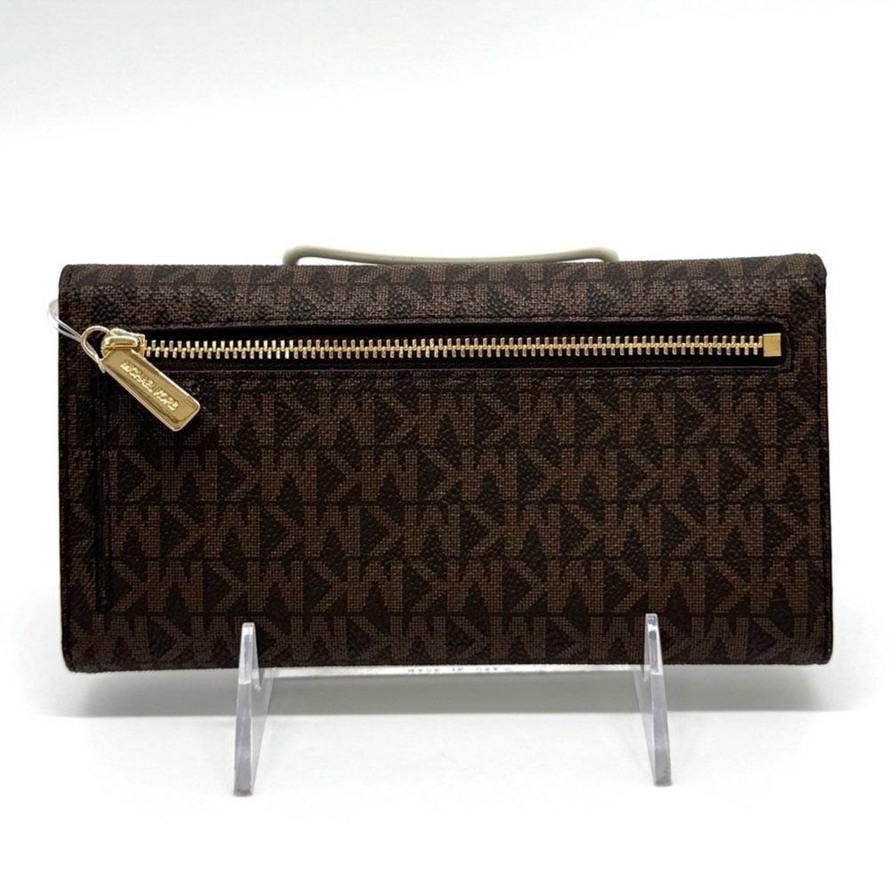 Michael Kors Large Trifold Wallet Brown Signature - Picture 3 of 5